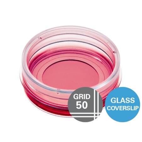 µ-Dish 35 mm, high Grid-50 Glass Bottom