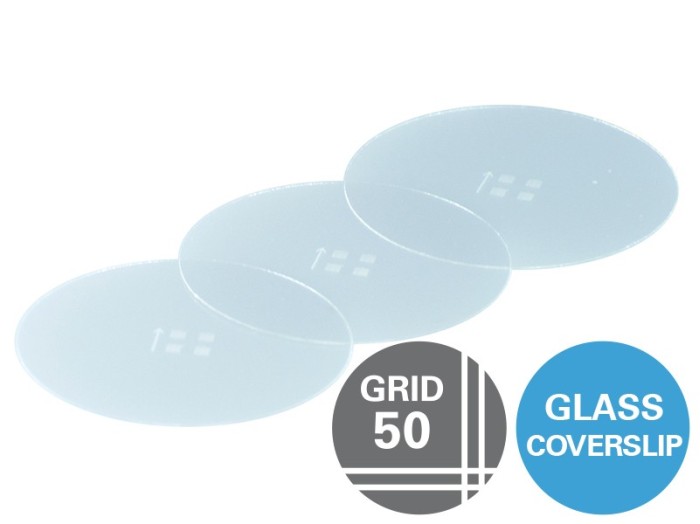 Gridded Glass Coverslips Grid-50