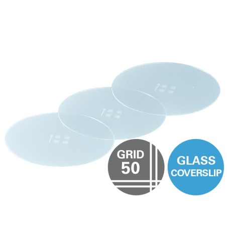Gridded Glass Coverslips Grid-50